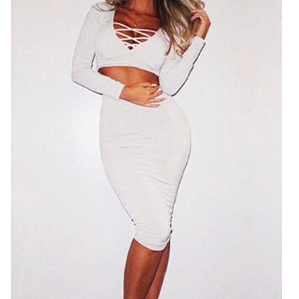 Criss Cross Midi Skirt Co-Ord Set - Picture 5 of 6